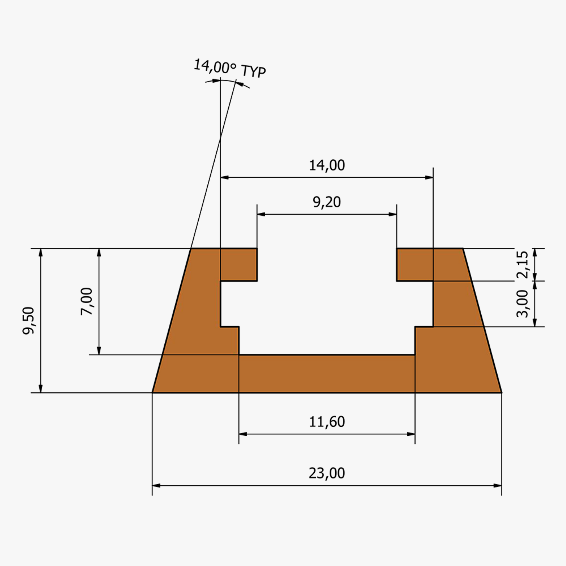 Dovetailed T-Track